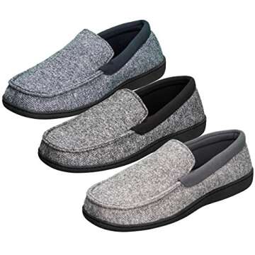 Hanes Mens Slippers House Shoes Moccasin Comfort Memory Foam Indoor Outdoor Fresh IQ, Navy, Medium