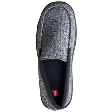 Hanes Mens Slippers House Shoes Moccasin Comfort Memory Foam Indoor Outdoor Fresh IQ, Navy, Medium