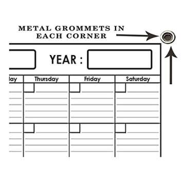 24" x 30" Erasable Undated One Month Laminated Wall Calendar Monthly Planner Blank Reusable Perfect ...
