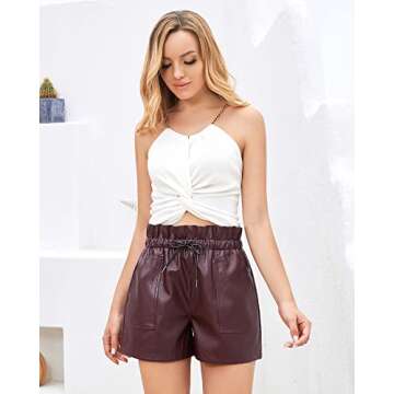 Stylish QIANXIZHAN Faux Leather High-Waisted Shorts