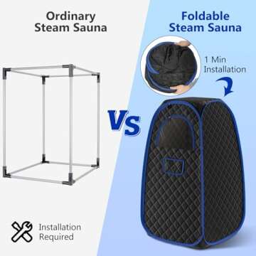 X-Vcak Foldable Steam Sauna, Portable Sauna for Home, Sauna Tent Sauna Box with 2.6L Steamer, Remote Control, Folding Chair, 9 Levels