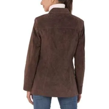 BGSD Women Anna Suede Leather Car Coat (Also available in Plus Size & Petite)