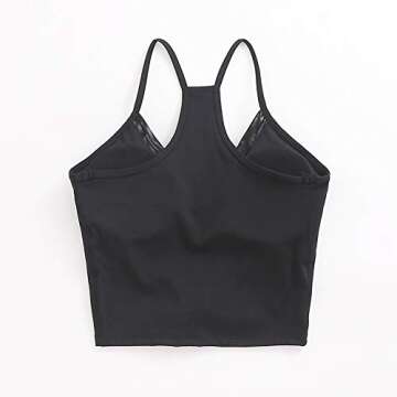 Women Longline Sports Bra Thin Strap Yoga Top Racerback Workout Top Padded Crop Tank Tops Training G...