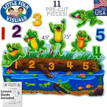 Little Folk Visuals Five Speckled Frogs Precut Flannel/Felt Board Figures, 11 Pieces Set