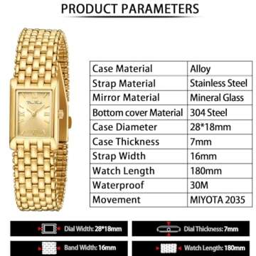 Diaofendi Small Gold Watches for Women Vintage Ladies Quartz Wrist Watches Stainless Steel Band Womens Gold Watch Luxury Bracelet Tools Included (All Gold)