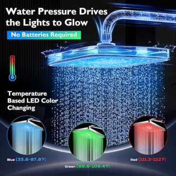 PinWin Shower Head, 8'' Dual Rain Shower Head with 11'' Adjustable Extension Arm, 7-Setting High-Pre...