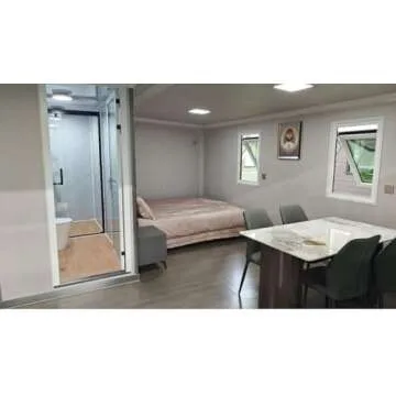 Portable Prefabricated Tiny Home 13x20ft, Mobile Expandable Plastic Prefab House for Hotel, Booth, Office, Guard House, Shop, Villa, Warehouse, Workshop (with Restroom)