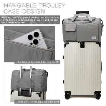 Small Gym Bag for Women, Waterproof Travel Duffle Bag Carry On Weekender Bag with Shoe Compartment & Wet Pocket, Gym Tote Bag for Travel, Workout, Sport (Grey)