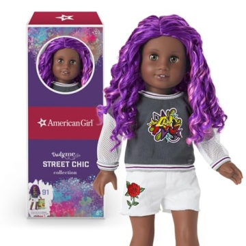 American Girl Truly Me 18-inch Doll #91 with Gray Eyes, Purple Hair, and Very Deep Skin in Graffiti ...