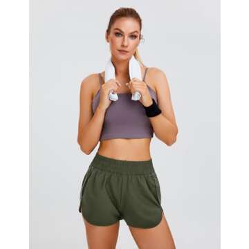 Blooming Jelly Women's Quick-Dry Running Shorts Active Sport Workout Shorts with Pockets 2025 (Medium, Army Green)