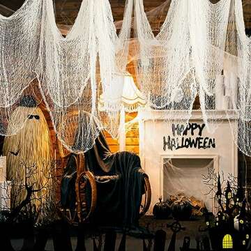 Newwiee 511 x 78.7 Inch Halloween Creepy Cloth Large Halloween Scary Spooky Cloth Gauze Creepy Fabri...