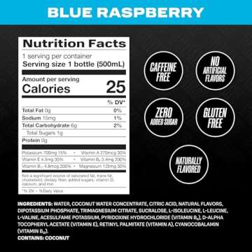 PRIME Hydration BLUE RASPBERRY | Sports Drinks | Electrolyte Enhanced for Ultimate Hydration | 250mg...