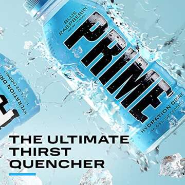 PRIME Hydration BLUE RASPBERRY | Sports Drinks | Electrolyte Enhanced for Ultimate Hydration | 250mg BCAAs | B Vitamins | Antioxidants | 2g Of Sugar | 16.9 Fluid Ounce | 12 Pack