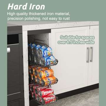 Standing Can Dispenser Bin 3-Pack, Stackable Beverage Drink Pop Soda Can Storage Organizer Basket with Handles, Foldable Canned Food Holder for Kitchen Pantry Countertop Cabinet Patent Pending