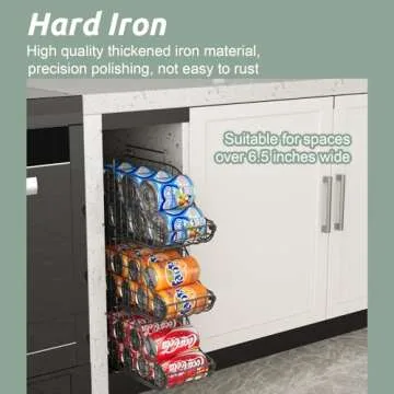 Standing Can Dispenser Bin 3-Pack, Stackable Beverage Drink Pop Soda Can Storage Organizer Basket with Handles, Foldable Canned Food Holder for Kitchen Pantry Countertop Cabinet Patent Pending