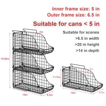Standing Can Dispenser Bin 3-Pack, Stackable Beverage Drink Pop Soda Can Storage Organizer Basket with Handles, Foldable Canned Food Holder for Kitchen Pantry Countertop Cabinet Patent Pending