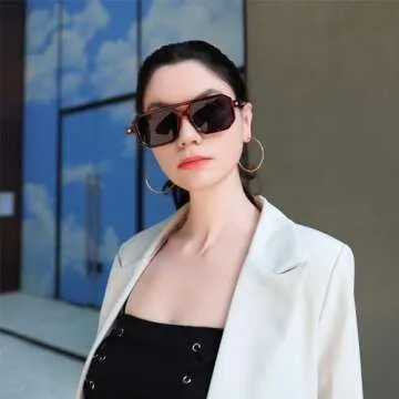 FEISEDY Vintage Square 70s Flat Aviator Sunglasses Women Men Classic Retro Stylish Frame UV400 Sunglasses B2622