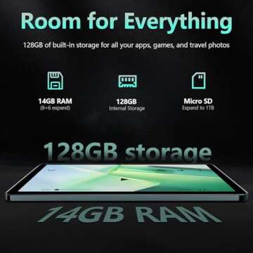 Android 14 Tablet with 4G, 128GB Storage & Accessories