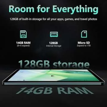 Android 14 Tablet with 4G, 128GB Storage & Accessories