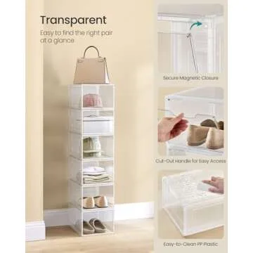 SONGMICS Clear Shoe Organizers, Set of 6 for Easy Access