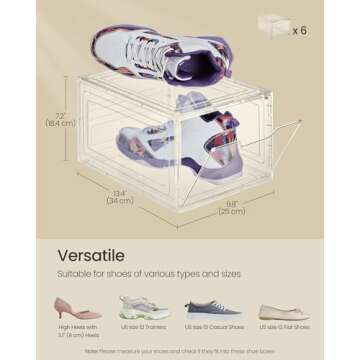 SONGMICS Clear Shoe Organizers, Set of 6 for Easy Access