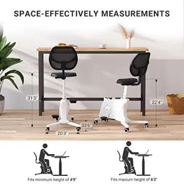 FLEXISPOT Under Desk Bike Pedal Exerciser, 2-in-1 Exercise Bike, Home Office Desk Chairs with Pedal Exerciser, Indoor Fitness Bike Bicycle for Home Office Workout（White）