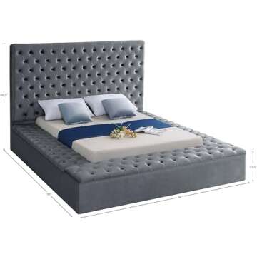 Modern Velvet Upholstered King Bed with Storage