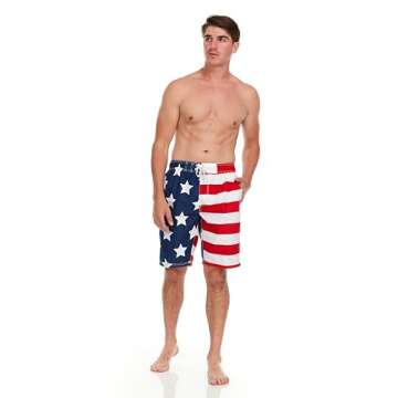 Kanu Surf Men's Barracuda Swim Trunks (Regular & Extended Sizes), USA American Flag, 2X