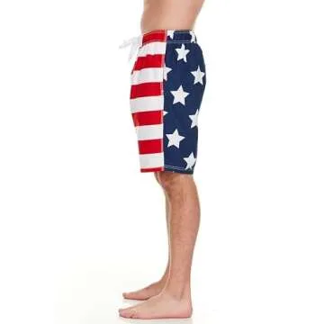 Kanu Surf Men's Barracuda Swim Trunks (Regular & Extended Sizes), USA American Flag, 2X