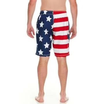 Kanu Surf Men's Barracuda Swim Trunks (Regular & Extended Sizes), USA American Flag, 2X