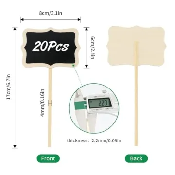 Stylish KINGLAKE Wooden Chalkboard Plant Tags for Gardens
