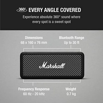 Marshall Emberton Portable Bluetooth Speaker Compact Design