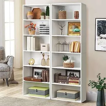 oneinmil Bookcase and Bookshelf, Floor Standing 6-Tier High Bookshelf, Display Storage Rack, Home Decorative Furniture, Suitable for Home Offices, Living Rooms, and Bedrooms,White