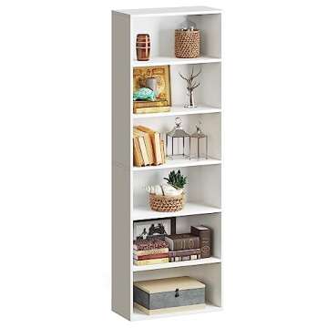 oneinmil Bookcase and Bookshelf, Floor Standing 6-Tier High Bookshelf, Display Storage Rack, Home Decorative Furniture, Suitable for Home Offices, Living Rooms, and Bedrooms,White