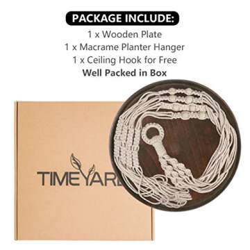 TIMEYARD Macrame Plant Shelf Hangers - Indoor Hanging Planter Decorative Pot Holder, Handmade Boho Chic Home Decor with Wood Beads