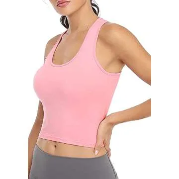 Porvike Sports 3-Pack Crop Tank Tops for Women: Yoga, Running & Workout Racerback Shirts in Black, White & Pink (S)