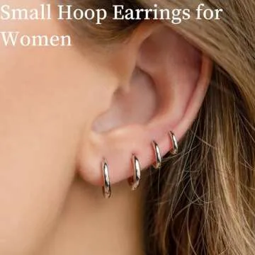 Gokeey Small Silver Hoop Earrings Set for Women, Hypoallergenic Sterling Silver Cartilage Hoop Earrings for Women Lightweight Mini Tiny Silver Hoops Silver Earrings for Women Jewelry