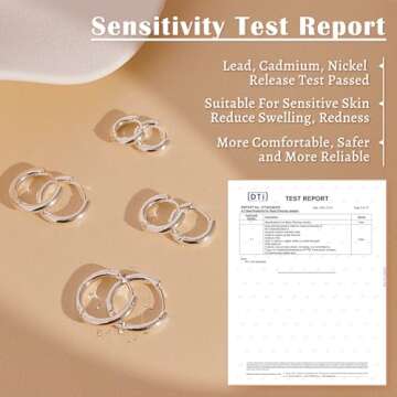 Gokeey Small Silver Hoop Earrings Set for Women, Hypoallergenic Sterling Silver Cartilage Hoop Earrings for Women Lightweight Mini Tiny Silver Hoops Silver Earrings for Women Jewelry