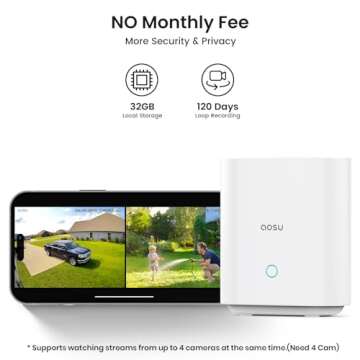 AOSU Security Cameras Outdoor Wireless, 2 Cam-Kit, No Subscription, Solar-Powered, Home Security Cam...