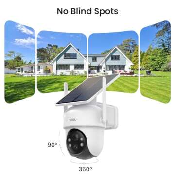 AOSU Security Cameras Outdoor Wireless, 2 Cam-Kit, No Subscription, Solar-Powered, Home Security Cameras System with 360° Pan & Tilt, Auto Tracking, 2K Color Night Vision, Easy Setup, 5G & 2.4G WiFi