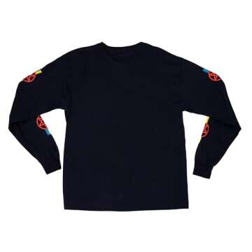 Ripple Junction Steven Rhodes Men’s Long Sleeve T-Shirt Let's Summon Demons Pentagram Retro Dark H...