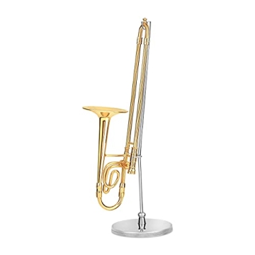Broadway Gift Gold Trombone Miniature Replica with Case - Size 5.5 in.