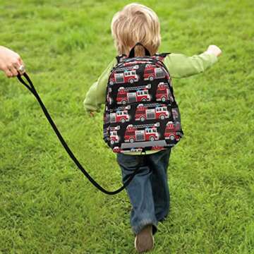 Fisyme 3d Fire Truck Toddler Backpack Schoolbag Kids Daypack Travel School Bag Small Mini Backpacks for Kindergarten Preschool Nursery Children Boys Girls with Chest Strap