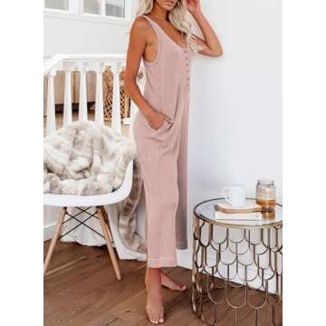 Happy Sailed Women's Summer Button Down Jumpsuit