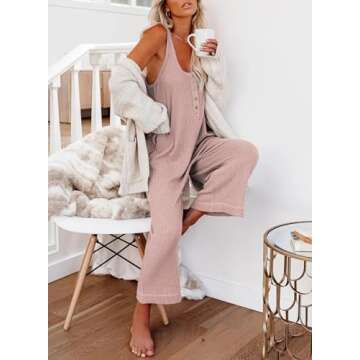 Happy Sailed Women's Summer Button Down Jumpsuit