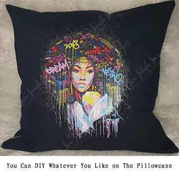 Thmyo Pack of 4 Cotton Pillow Covers,Decorative Solid Square Throw Pillow Case DIY Black Halloween P...