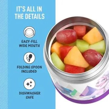 Thermostat Kids Vacuum Insulated Food Jar with Spoon, 10 Ounce, Stainless Steel, Frozen 2