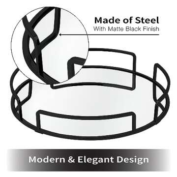 Home Details Rounded Mirrored Vanity Tray | Dimensions : 12.99" L x 12.99" W x 2.05" H | Glass Base ...