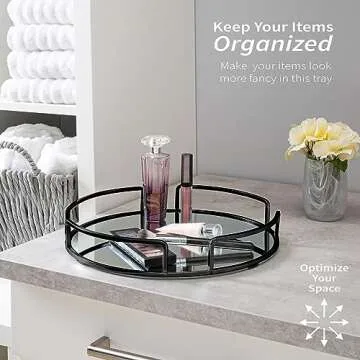 Stylish Mirrored Vanity Tray for Cosmetics & Jewelry