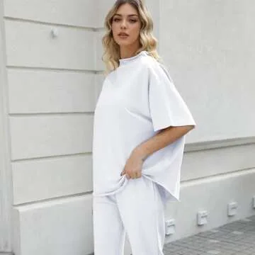 SeeLuNa Womens Tops Batwing Sleeve Mock Neck T Shirts Oversized Tees Maternity Workout Casual Blouses Trendy Y2K Outfits(White,M)